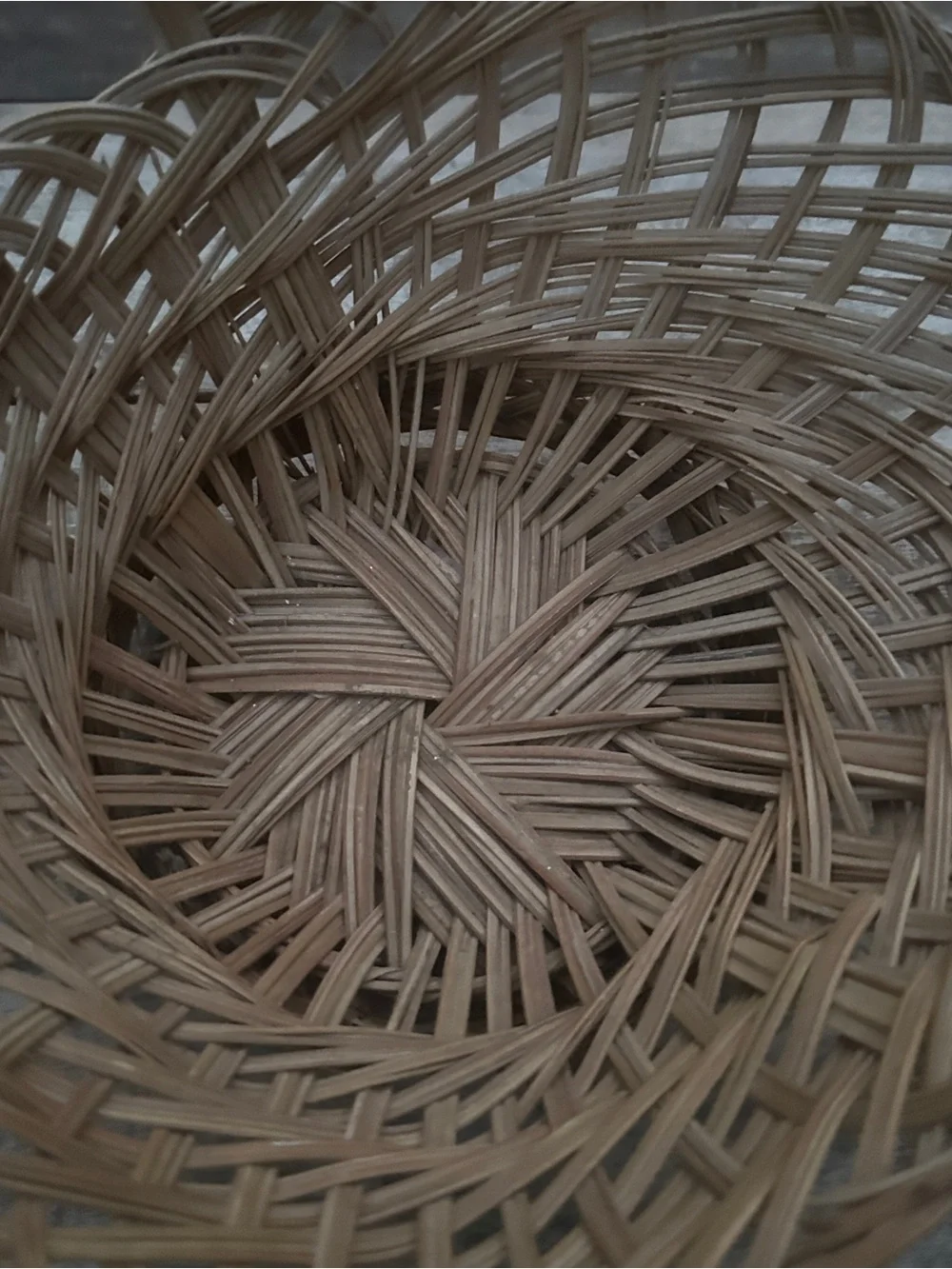 Small Vintage Hand Woven Natural Rattan Basket with Handle